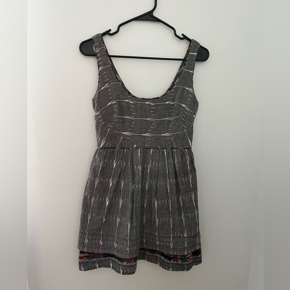 Free People Charcoal Mini Dress with Colorful Trim